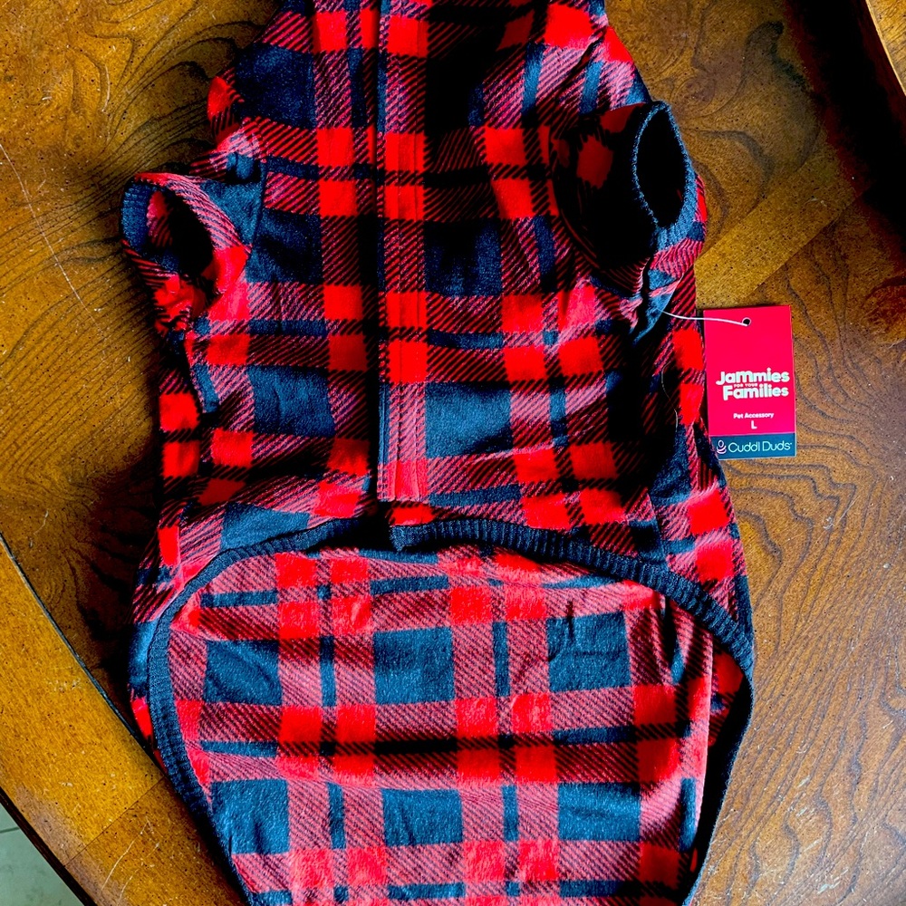 Pet Jammies Cool Bear Red/Black Plaid Bodysuit, size L